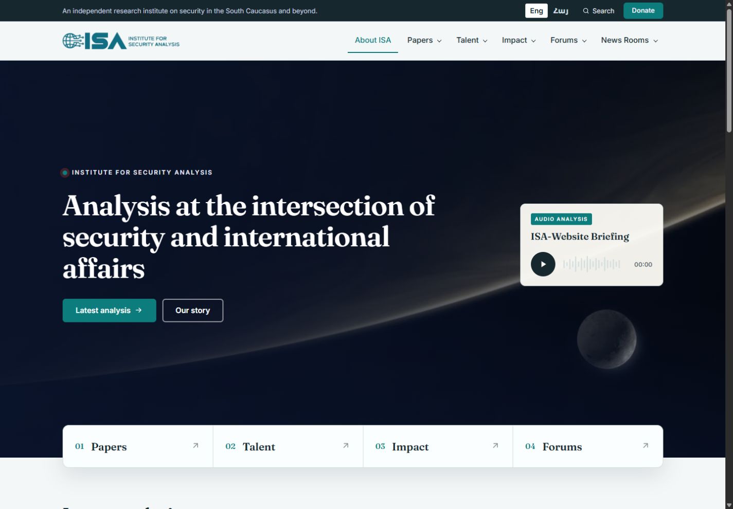 Institute for Security Analysis website preview
