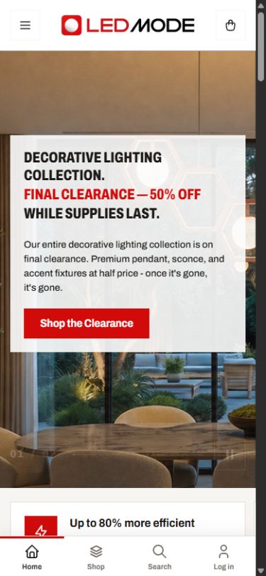 LEDMODE mobile website screenshot