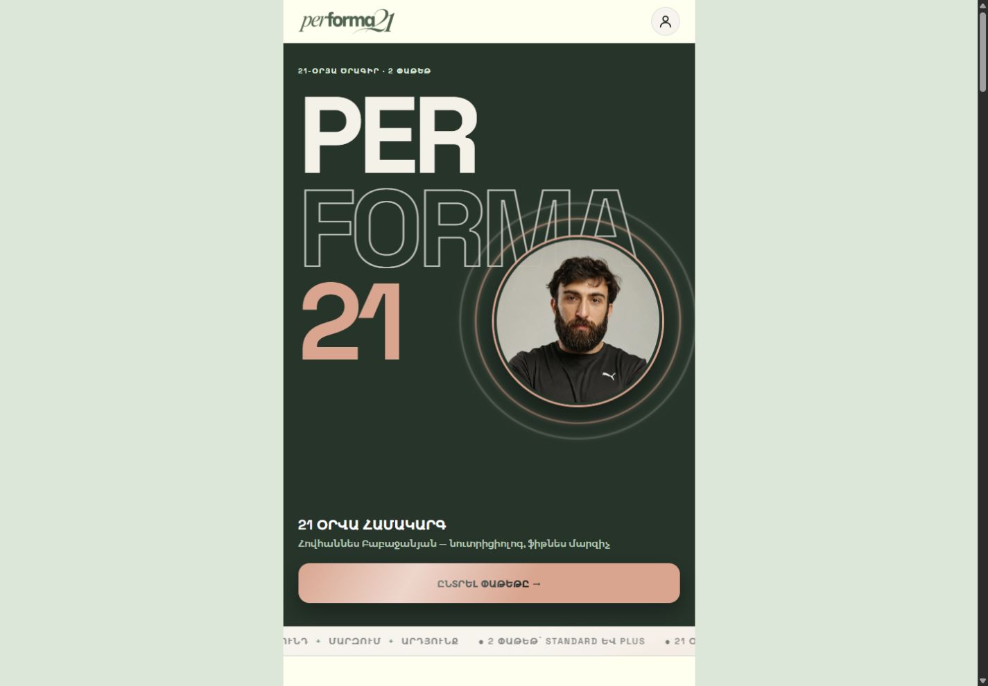 Performa21 website preview
