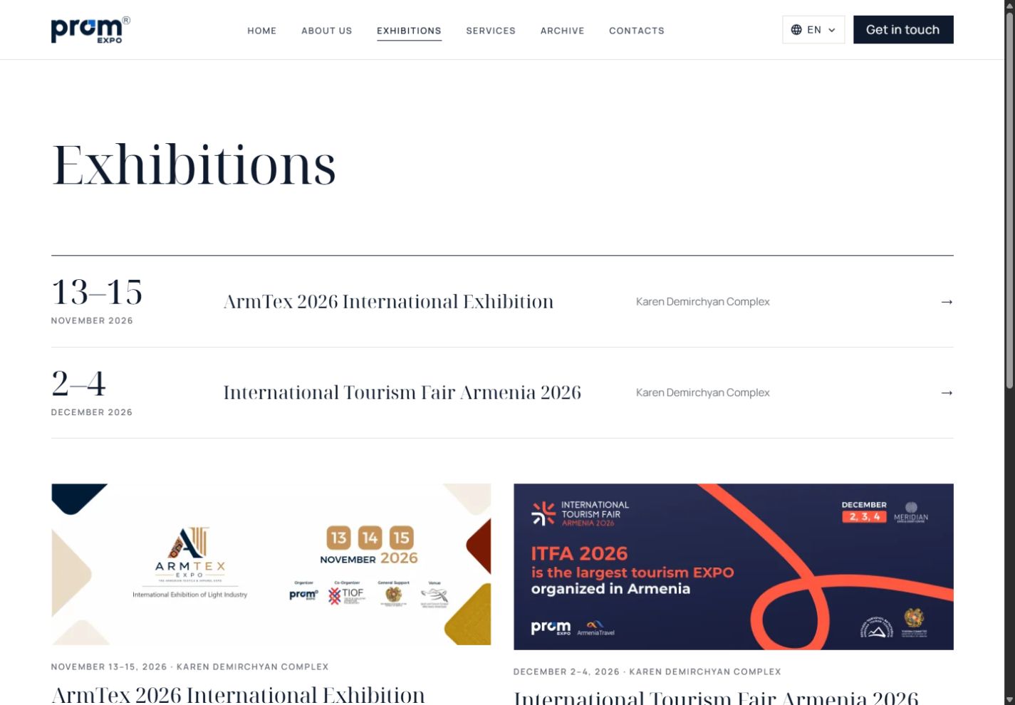 Exhibitions & event discovery on PromExpo