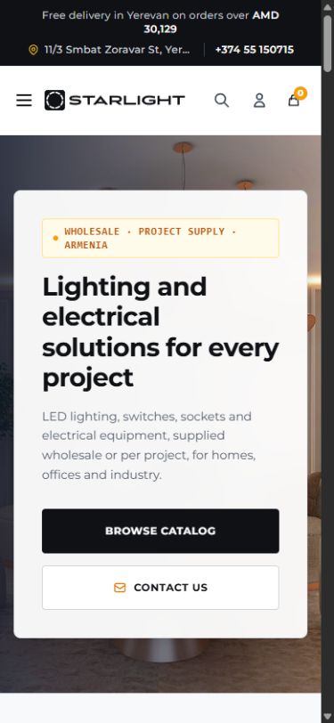 Starlight mobile website screenshot