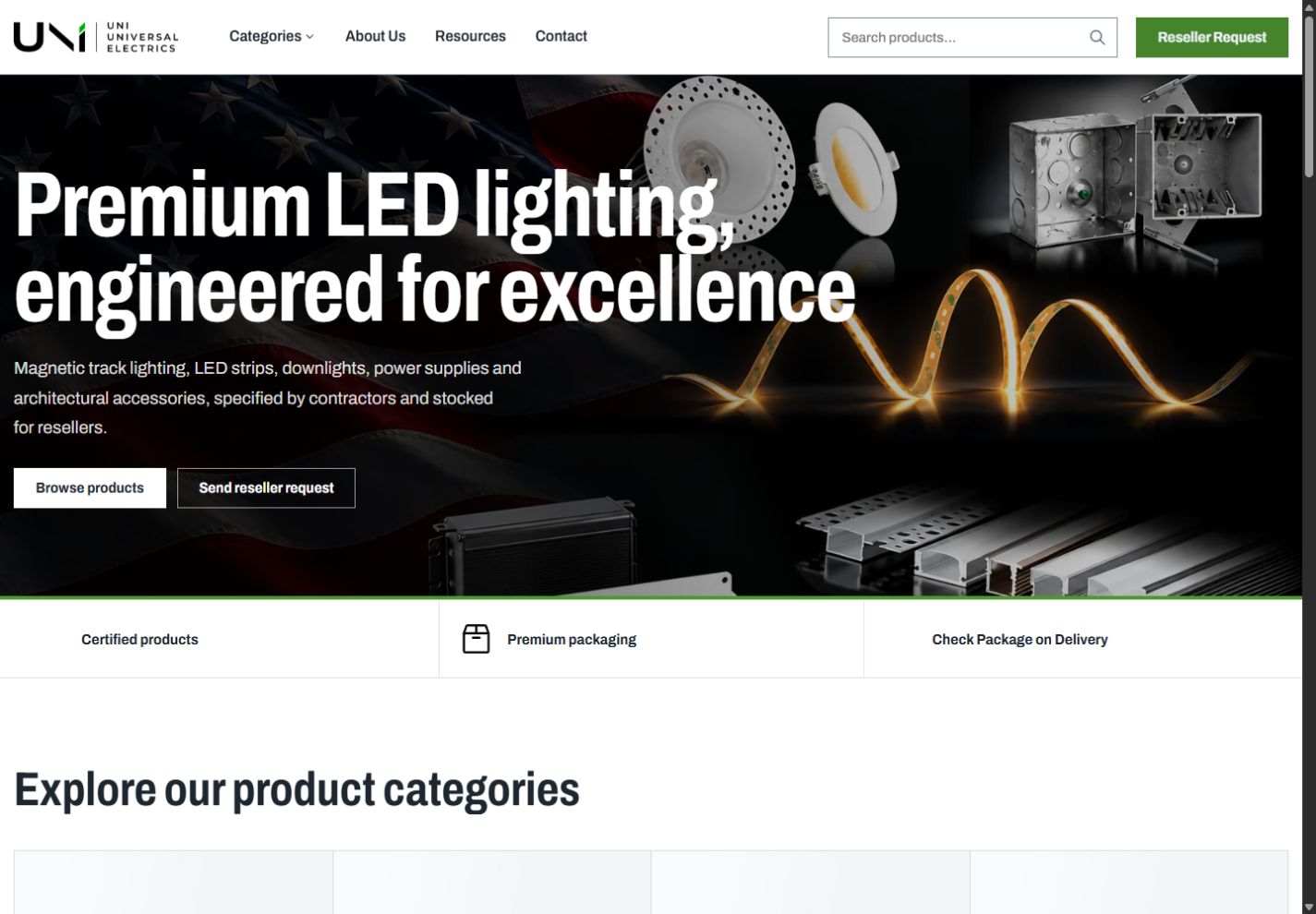 Universal Electrics website preview