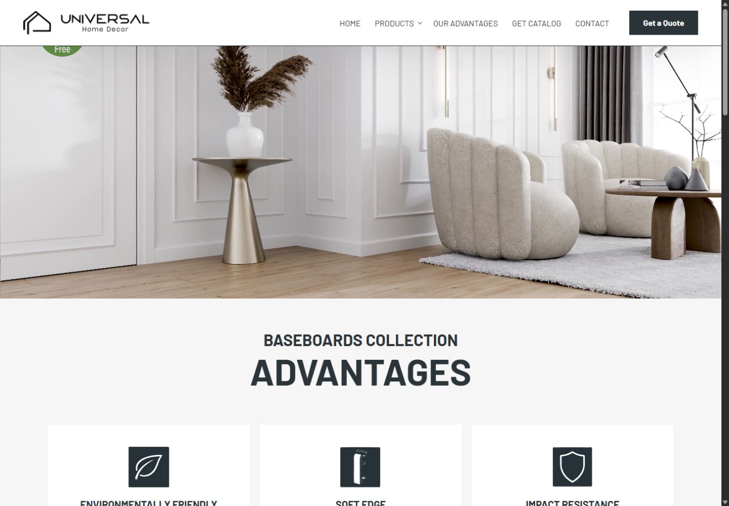 Universal Home Decor website preview